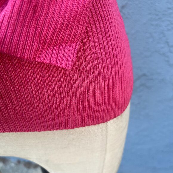 Y2k Pink Square Neck Ribbed Sweater Small Silk Blend top Barbiecore Clothing - Picture 3 of 7